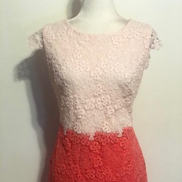 COPY - Julia Jordan Pale Pink / Coral Lace Dress - Picture 2 of 9